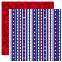 Reminisce - Stars and Stripes Collection - 12 x 12 Double Sided Paper - Liberty Stripe