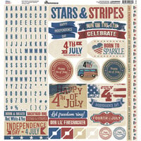 Reminisce - Stars And Stripes Collection - 12 x 12 Elements Sticker