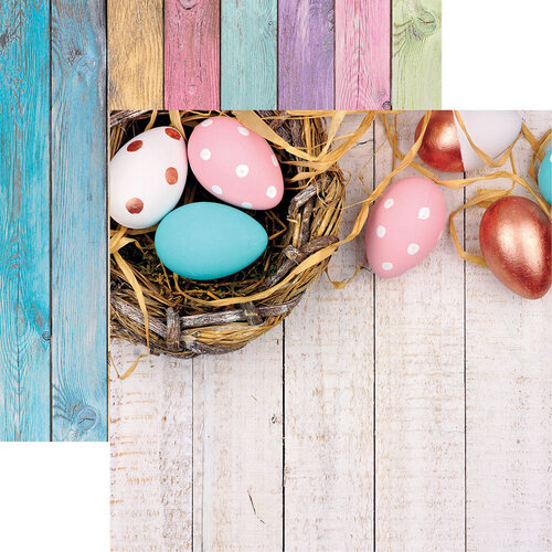 Reminisce - Springtime Collection - 12 x 12 Double Sided Paper - Easter Eggs