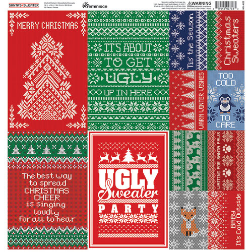 Reminisce - Santas Sweater Collection - 12 x 12 Cardstock Stickers - Poster