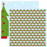 Reminisce - Santa's Workshop Collection - Christmas - 12 x 12 Double Sided Shimmer Paper - Santa's Tree, CLEARANCE