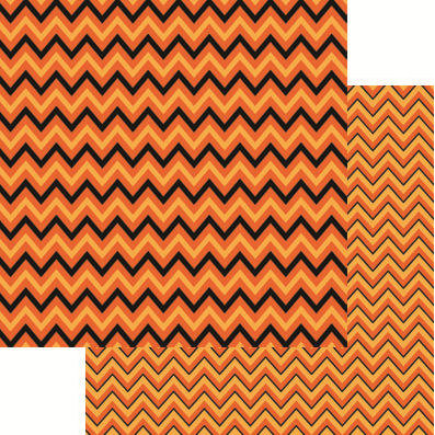 Reminisce - Halloween Collection - 12 x 12 Double Sided Paper - Halloween Chevron