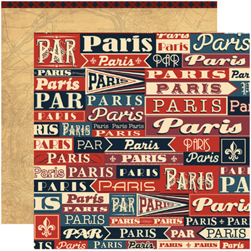 Reminisce - Travelogue Collection - 12 x 12 Double Sided Paper - Paris