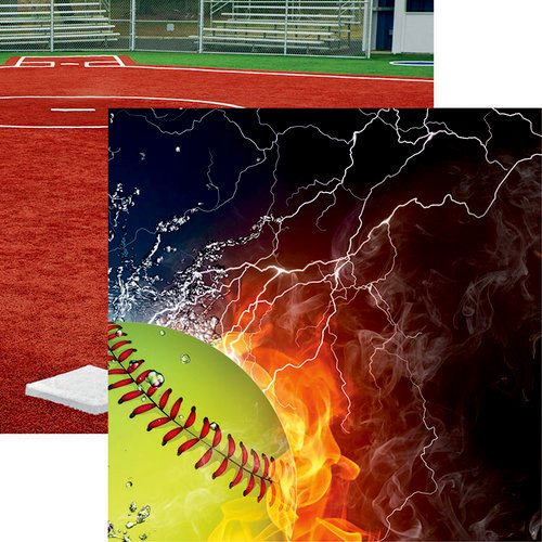 Reminisce - Softball 2 Collection - 12 x 12 Double Sided Paper - Ice and Fire