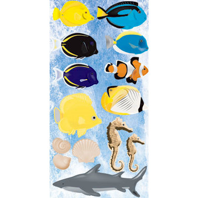 Reminisce - Under The Sea Collection - Seaworld - Chipboard Glitter Stickers - Saltwater Fish