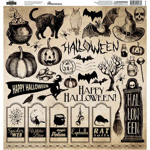 Reminisce - Vintage Halloween Collection - 12 x 12 Cardstock Stickers - Elements