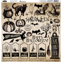 Reminisce - Vintage Halloween Collection - 12 x 12 Cardstock Stickers - Elements