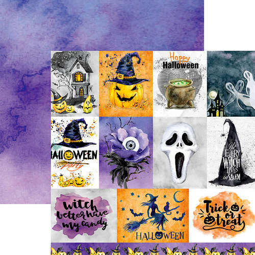 Reminisce - Watercolor Halloween Collection - 12 x 12 Double Sided Paper - Halloween Full