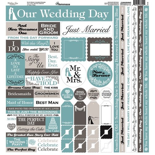 Reminisce - Wedding Day Collection - 12 x 12 Cardstock Stickers - Multi