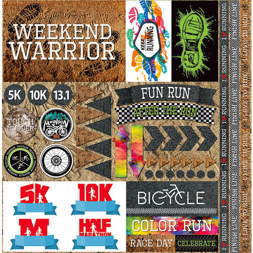 Reminisce - Weekend Warrior Collection - 12 x 12 Cardstock Stickers - Elements