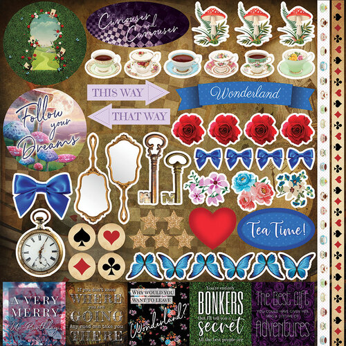 Reminisce - Welcome To Wonderland Collection - 12 x 12 Cardstock Stickers - Elements