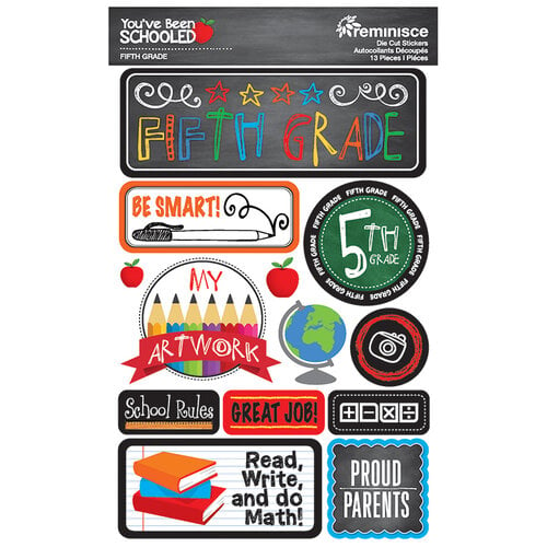 Reminisce - You've Been Schooled Collection - 3D Cardstock Stickers - 5th Grade