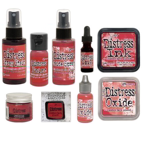 Ranger Ink - Tim Holtz - Distress Ink Kit - Lumberjack Plaid Bundle with Enamel Pin