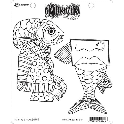 Ranger Ink - Dylusions Stamps - Unmounted Rubber Stamps - Fish Face