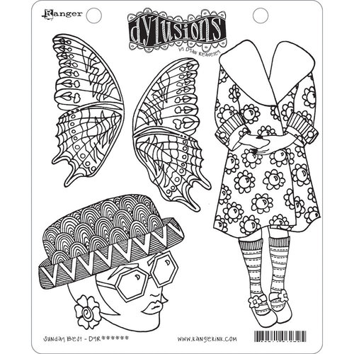 Ranger Ink - Dylusions Stamps - Cling Mounted Rubber Stamps - Sunday Best