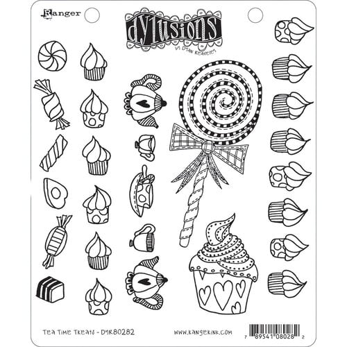 Ranger Ink - Dylusions Stamps - Unmounted Rubber Stamps - Tea Time Treats