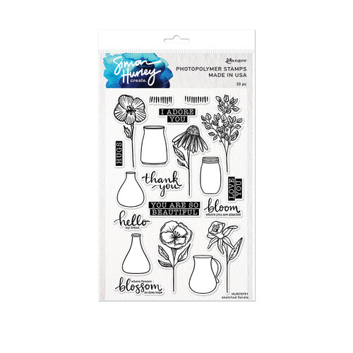 Ranger Ink - Simon Hurley - Clear Photopolymer Stamps - Sketched Florals