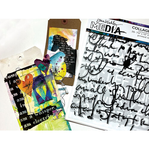 Ranger Ink - Dina Wakley Media - Collage Paper - 7.5 x 10 - Text Collage -  20 Pack