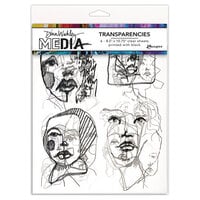 Ranger Ink - Dina Wakley Media - Transparencies - 8.5 x 10.75 - Abstract Portraits - Set 2