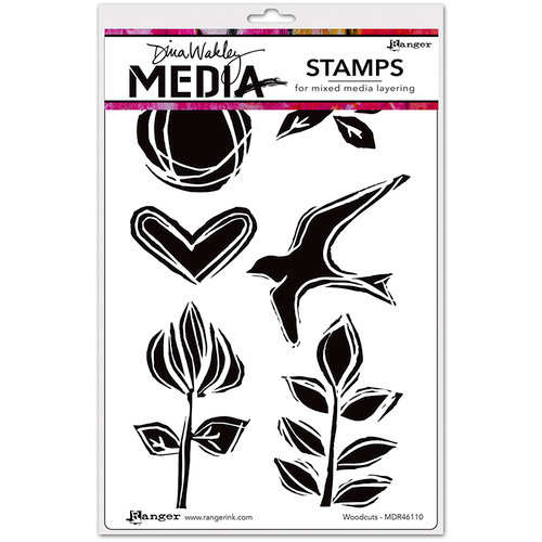 Ranger Ink - Dina Wakley Media - Unmounted Rubber Stamps - Woodcuts