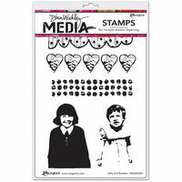 Ranger Ink - Dina Wakley Media - Unmounted Rubber Stamps - Gals And Borders