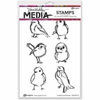 Ranger Ink - Dina Wakley Media - Cling Mounted Rubber Stamps - Scribbly Small Birdies
