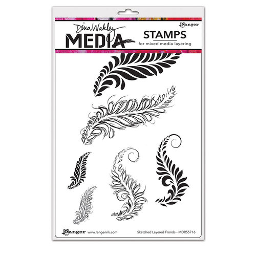 Ranger Ink - Dina Wakley Media - Unmounted Rubber Stamps - Sketched Layered Fronds