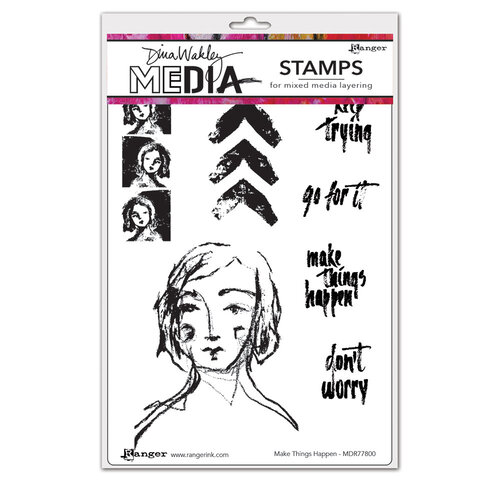 Ranger Ink - Dina Wakley Media - Cling Mounted Rubber Stamps - Make Things Happen