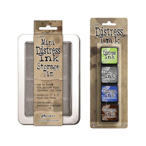 Ranger Ink - Tim Holtz - Mini Distress Ink Storage Tin with Mini Distress Ink Pad Set - Fourteen