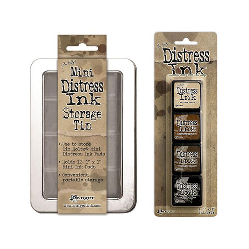 Ranger Ink - Tim Holtz - Mini Distress Ink Storage Tin with Mini Distress Ink Pad Set - Three