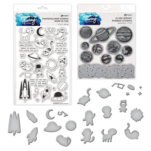 Simon Hurley - Space Friends Stamps and Etched Dies Bundle - 63 Pieces