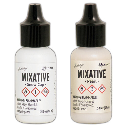 Ranger Ink - Tim Holtz - Adirondack Alcohol Ink - Mixatives - Pearl and Snowcap Bundle