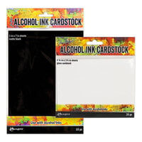 Ranger Ink - Tim Holtz - Alcohol Ink Cardstock - Gloss White and Matte Black Bundle
