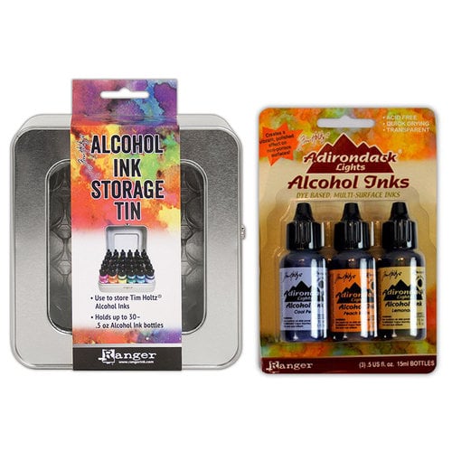 Ranger Ink - Tim Holtz - Alcohol Ink Storage Tin and Alcohol Ink Set - Wildflower