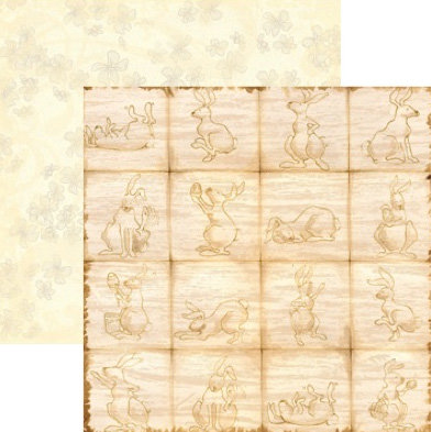 Rusty Pickle - Chocolate Bunnies Collection - 12x12 Double Sided Paper - Peter Cottontail, CLEARANCE
