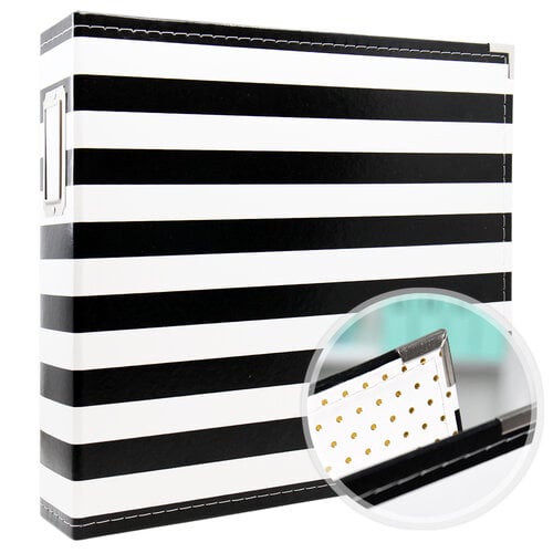  12x12 Three Ring Album - Black and White Stripe