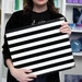 Scrapbook.com - 12x12 Three Ring Album - Black and White Stripe - With 12x12 Page Protectors 10 pk