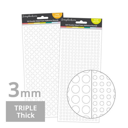 Scrapbook.com - Double Sided Adhesive Foam Rounds - 3mm Thickness - Small & Large