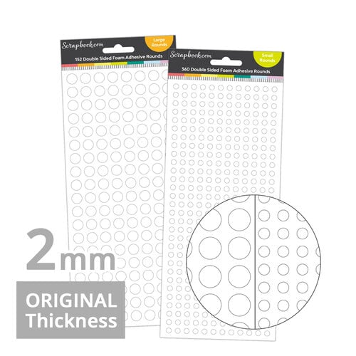 Scrapbook.com - Double Sided Adhesive Foam Rounds - 2mm Thickness - Small & Large
