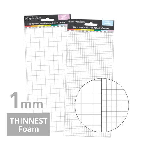 Scrapbook.com - Double Sided Adhesive Foam Squares - 1mm Thickness - Small & Large