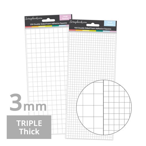 Scrapbook.com - Double Sided Adhesive Foam Squares - 3mm Thickness - Small & Large