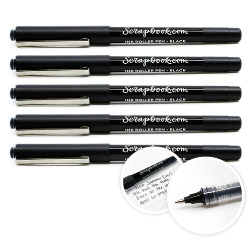 Scrapbook.com - Smooth Writer - Ink Roller Pen - Black - 5 Pack