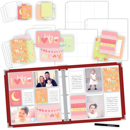 Scrapbook.com - Baby Girl Easy Albums Kit with Red Album