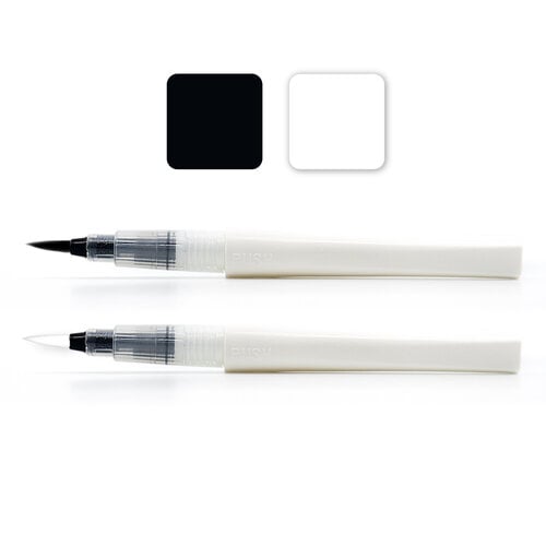 Scrapbook.com - Lustre Brush Marker Set - Black and White - 2 Pack