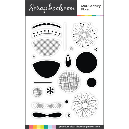 Scrapbook.com - Clear Photopolymer Stamp Set - Mid-Century Floral