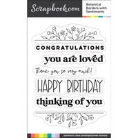 Scrapbook.com - Clear Photopolymer Stamp Set - Botanical Borders with Sentiments