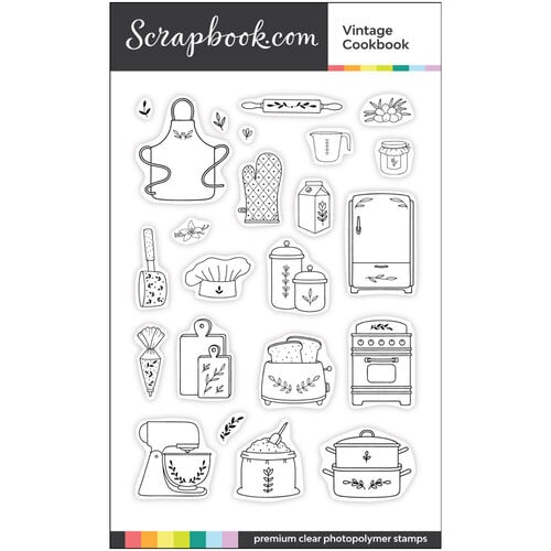 Scrapbook.com - Clear Photopolymer Stamp Set - Vintage Cookbook