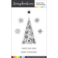 Scrapbook.com - Clear Photopolymer Stamp Set - Festive Tree and Greetings