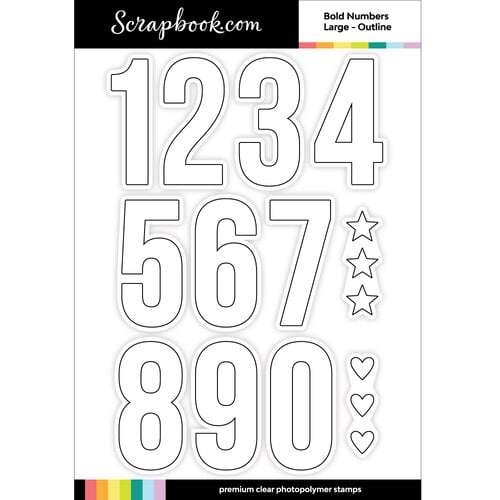 Scrapbook.com - Clear Photopolymer Stamp Set - Bold Numbers - Large - Outline
