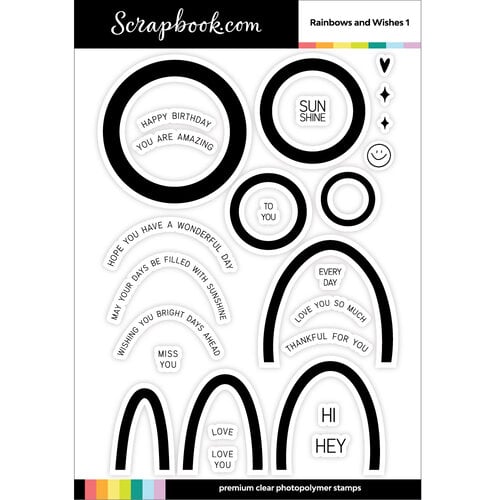 Scrapbook.com - Clear Photopolymer Stamp Set - Build and Layer - Rainbows and Wishes 1